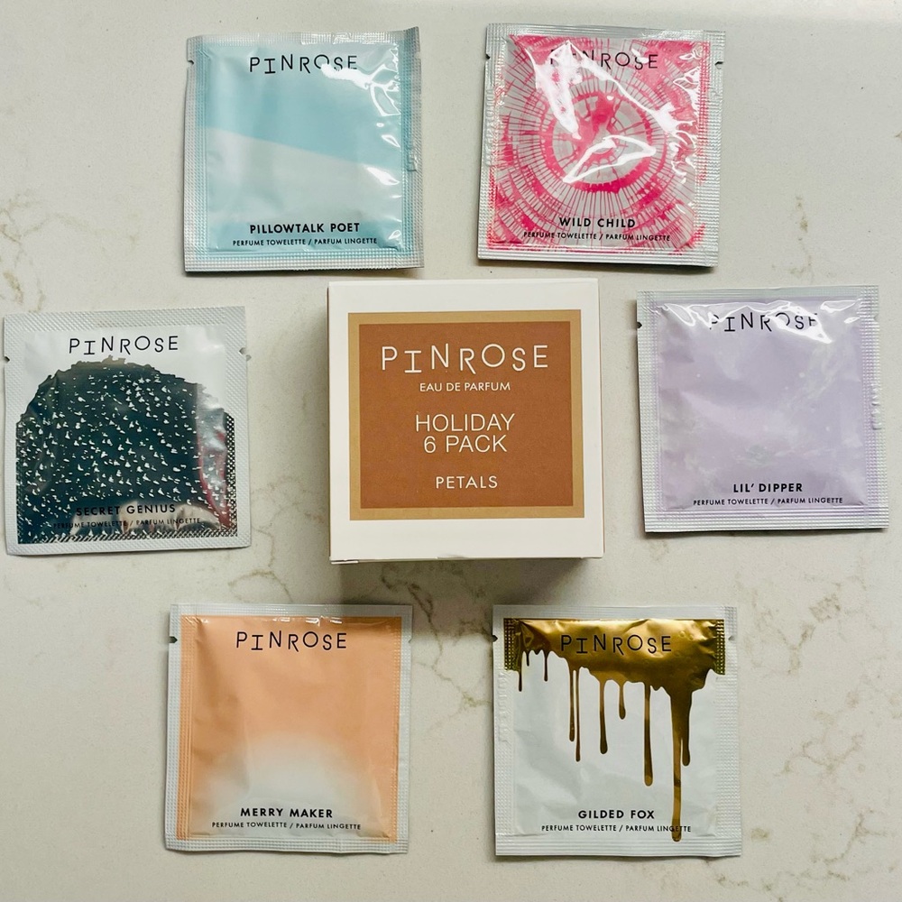 Pinrose Petal Towelettes – Holiday 6 Pack – Scented Fragrance Wipes (New in Box)